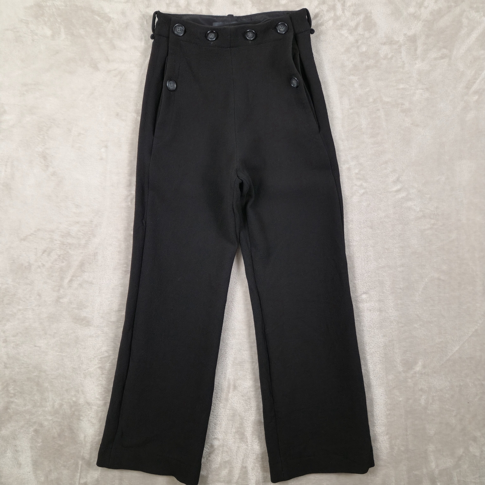 Roland Mouret Pants Wide Leg Women's Black Size W24 100% Wool With Silk Lining